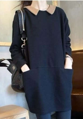 "Autumn Special" Classy European Knitwear With 2 Pocket Top/Dress Size : 32/34 (Blue only)